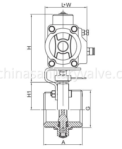 3A Hygienic Butterfly Valve Aluminium Pneumatic Male end